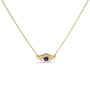 Collar con colgante de mal de ojo con zafiro azul y detalle de diamante en oro amarillo de 10K, foto 1