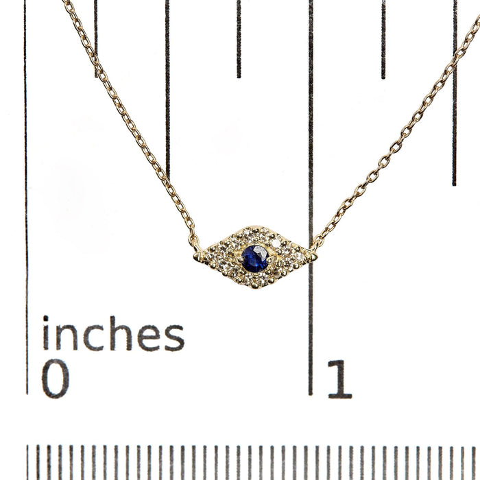 Collar con colgante de mal de ojo con zafiro azul y detalle de diamante en oro amarillo de 10K, foto 5