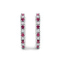Alternating Diamond and Red Ruby Huggy Hoop Earrings in 10K Gold, photo 4