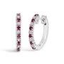 Alternating Diamond and Red Ruby Huggy Hoop Earrings in 10K Gold, photo 2