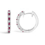 Alternating Diamond and Red Ruby Huggy Hoop Earrings in 10K Gold, photo 8