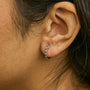 Alternating Diamond and Red Ruby Huggy Hoop Earrings in 10K Gold, photo 6