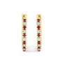 Alternating Diamond and Red Ruby Huggy Hoop Earrings in 10K Gold, photo 3