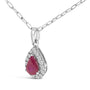 6x4 Pear Red Ruby and Diamond Halo Pendant Necklace in 14K White Gold, photo 4