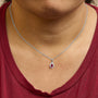 6x4 Pear Red Ruby and Diamond Halo Pendant Necklace in 14K White Gold, photo 3
