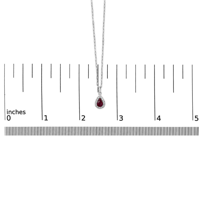 6x4 Pear Red Ruby and Diamond Halo Pendant Necklace in 14K White Gold, photo 5