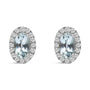 Aretes de botón de halo con piedra natal talla ovalada de 5x3mm y diamantes en oro blanco de 10K, foto 10