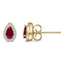 1/7 Ct. T.W. 5x3mm Pear-Cut Ruby and Diamond Halo Stud Earrings in 10K Yellow Gold, photo 4