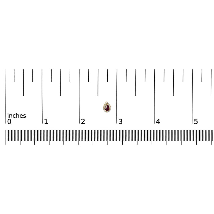1/7 Ct. T.W. 5x3mm Pear-Cut Ruby and Diamond Halo Stud Earrings in 10K Yellow Gold, photo 5