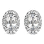 Aretes de botón de halo con piedra natal talla ovalada de 5x3mm y diamantes en oro blanco de 10K, foto 1