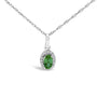 5x3mm Gemstone and Diamond Accent Halo Oval Shape Pendant Necklace in 10K White Gold, photo 4
