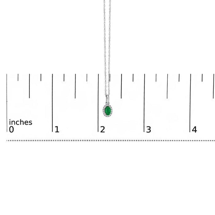 5x3mm Gemstone and Diamond Accent Halo Oval Shape Pendant Necklace in 10K White Gold, photo 20