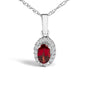 5x3mm Gemstone and Diamond Accent Halo Oval Shape Pendant Necklace in 10K White Gold, photo 7