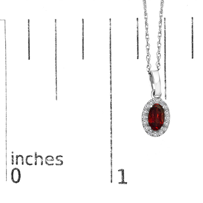 5x3mm Gemstone and Diamond Accent Halo Oval Shape Pendant Necklace in 10K White Gold, photo 19
