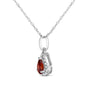 Collar con colgante de halo en forma de pera con gema de 5x3mm y detalle de diamante en oro blanco de 10K, foto 15