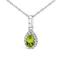 Collar con colgante de halo en forma de pera con gema de 5x3mm y detalle de diamante en oro blanco de 10K, foto 6