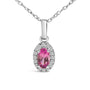 5x3mm Gemstone and Diamond Accent Halo Oval Shape Pendant Necklace in 10K White Gold, photo 5