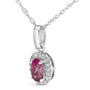 5x3mm Gemstone and Diamond Accent Halo Oval Shape Pendant Necklace in 10K White Gold, photo 13