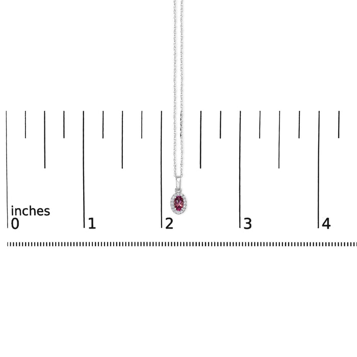 5x3mm Gemstone and Diamond Accent Halo Oval Shape Pendant Necklace in 10K White Gold, photo 17