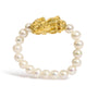 Anillo de banda ajustable con dije de dragón y perla cultivada de agua dulce en oro amarillo de 18K, foto 1