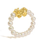 Anillo de banda ajustable con dije de dragón y perla cultivada de agua dulce en oro amarillo de 18K, foto 2
