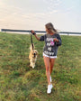 Puppies Make Me Happy Acid Wash Crewneck Sweatshirt
