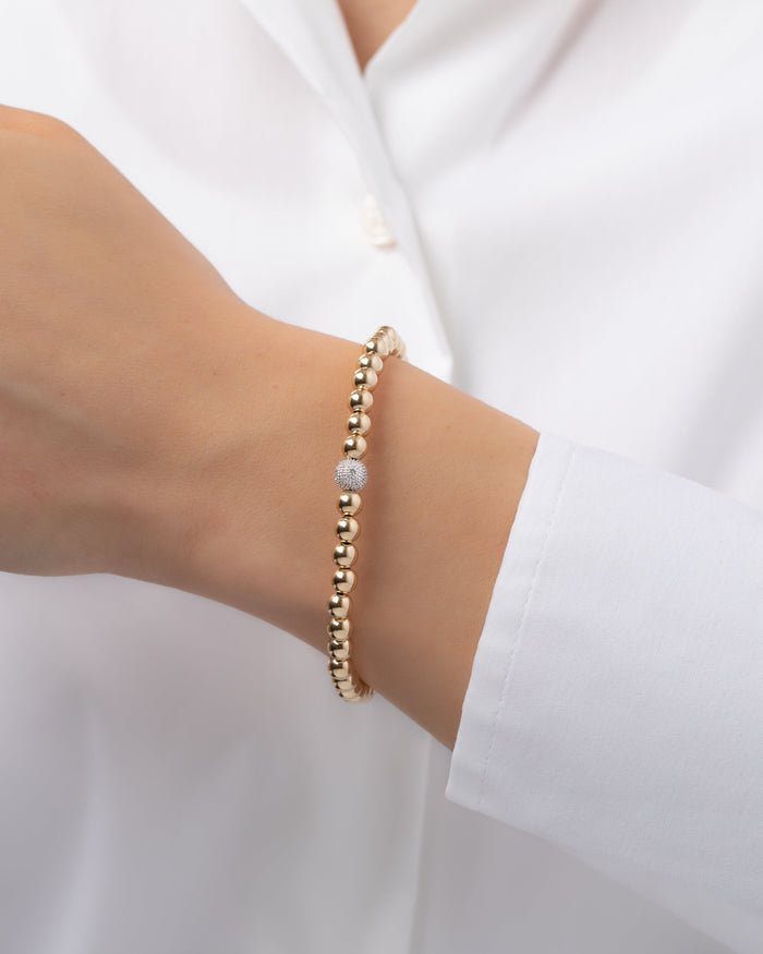 Pulsera de cuentas de 5mm con cuenta de diamantes, foto 3