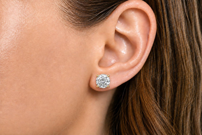 IGI Certified Lab-Grown Diamond Solitaire Stud Earrings in 14K Gold, photo 15
