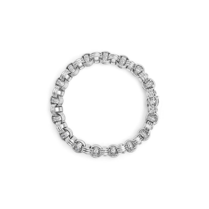 Pulsera de eslabones bizantinos anudados con diamantes de 1/2 ct. p.t. en oro blanco de 14K, foto 4
