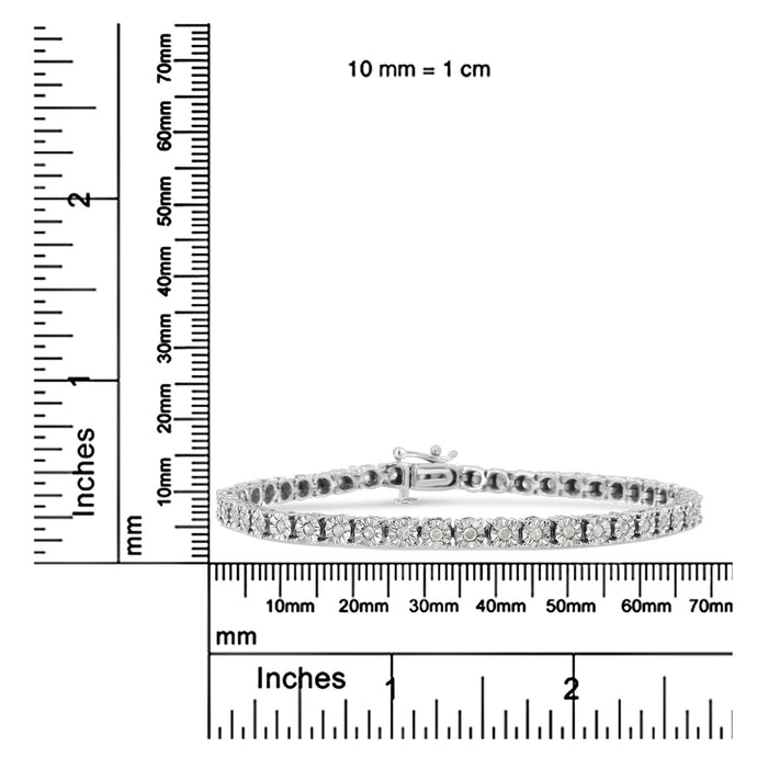 Pulsera tenis de eslabones curvos en espiral y ola con diamantes de 1 ct. p.t. en plata de ley, foto 7