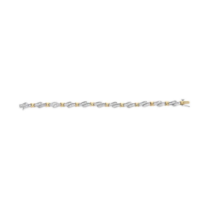 2 Ct. T.W. Channel-Set Baguette-Diamond Weave and X Spiral Link Bracelet in 10K Two-Tone Gold, photo 5