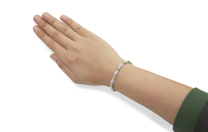 2 Ct. T.W. Channel-Set Baguette-Diamond Weave and X Spiral Link Bracelet in 10K Two-Tone Gold, photo 3