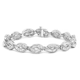Pulsera de eslabones estilo vintage con diamantes baguette en canal de 2 ct. p.t. en oro blanco de 14K