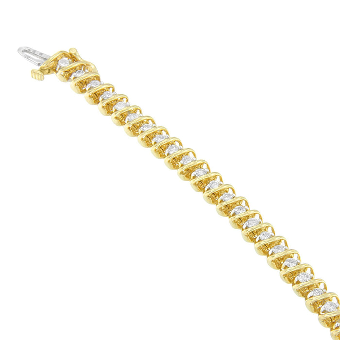 3 Ct. T.W. Round-Cut Diamond Spiral Link Bracelet in 14K Yellow Gold, photo 2