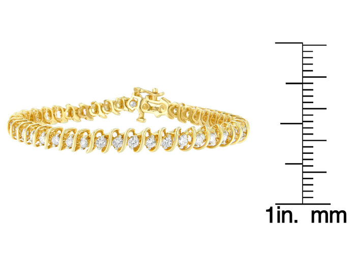 3 Ct. T.W. Round-Cut Diamond Spiral Link Bracelet in 14K Yellow Gold, photo 4