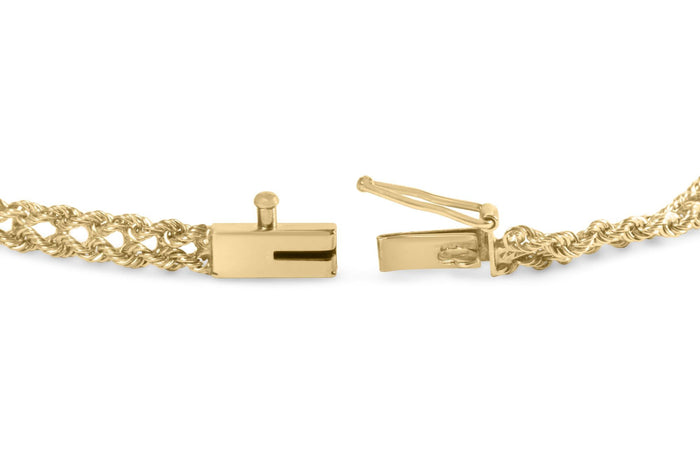 Pulsera estilo cadena de cuerda con tejido de canasta y diamantes redondos de 1/4 ct. p.t. en oro amarillo de 10K, foto 2