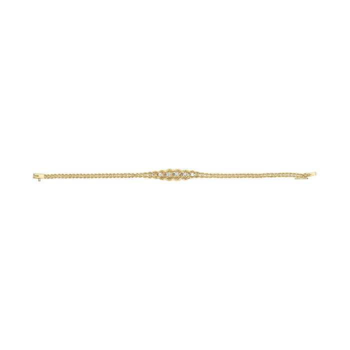 Pulsera estilo cadena de cuerda con tejido de canasta y diamantes redondos de 1/4 ct. p.t. en oro amarillo de 10K, foto 5