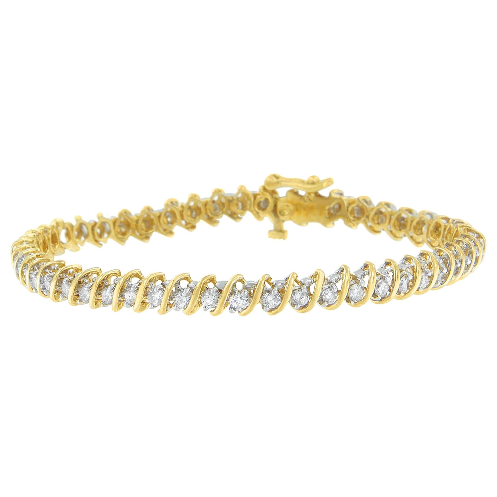 2 Ct. T.W. Round-Cut Diamond Spiral Link Bracelet in 18K Yellow Gold, photo 1