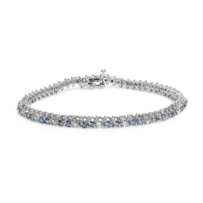 4 5/8 Ct. T.W. White and Treated Blue Diamond Bracelet in 14K White Gold, photo 1