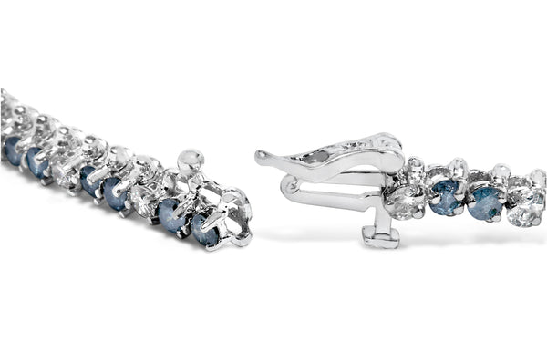 4 5/8 Ct. T.W. White and Treated Blue Diamond Bracelet in 14K White Gold, photo 2