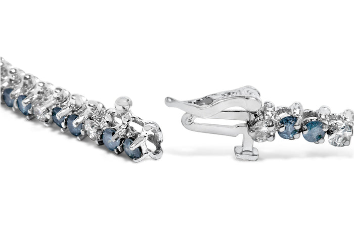4 5/8 Ct. T.W. White and Treated Blue Diamond Bracelet in 14K White Gold, photo 2