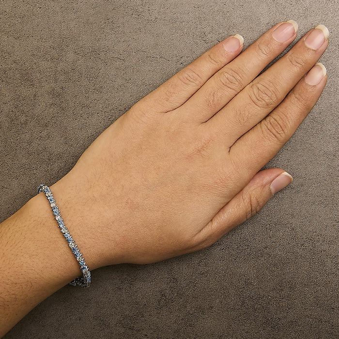 4 5/8 Ct. T.W. White and Treated Blue Diamond Bracelet in 14K White Gold, photo 3