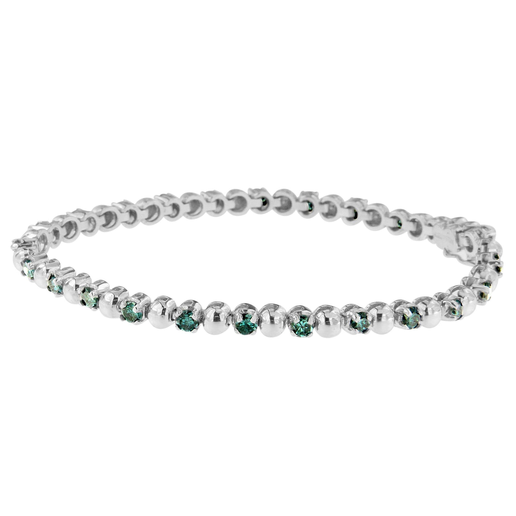 3 Ct. T.W. Round-Cut Blue Diamonds Bracelet in 14K White Gold, photo 1