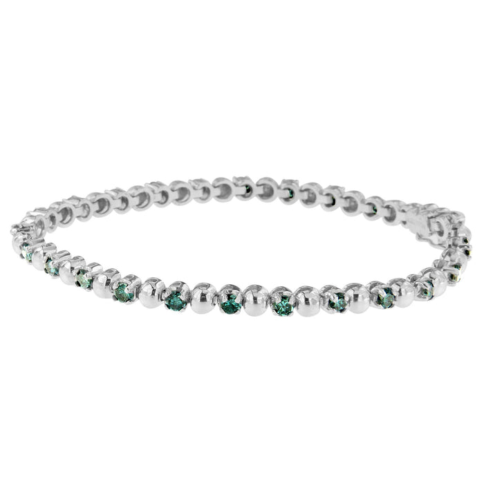 3 Ct. T.W. Round-Cut Blue Diamonds Bracelet in 14K White Gold, photo 1
