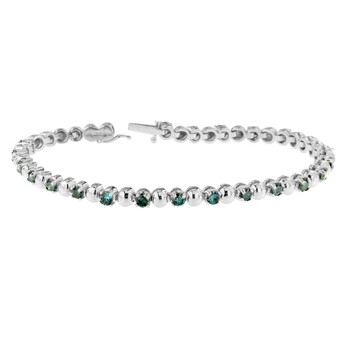 3 Ct. T.W. Round-Cut Blue Diamonds Bracelet in 14K White Gold, photo 2
