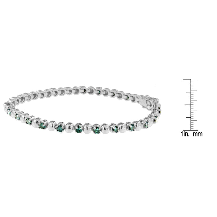 3 Ct. T.W. Round-Cut Blue Diamonds Bracelet in 14K White Gold, photo 4