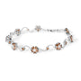 4 Ct. T.W. White and Treated Champagne Diamond Floral Cluster and Station Link Bracelet in 10K White Gold, photo 1