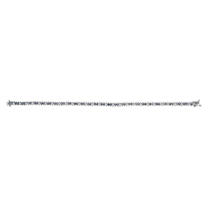 3.70 Ct. T.W. Round-Cut White and Blue Diamond Bracelet in 14K White Gold, photo 4