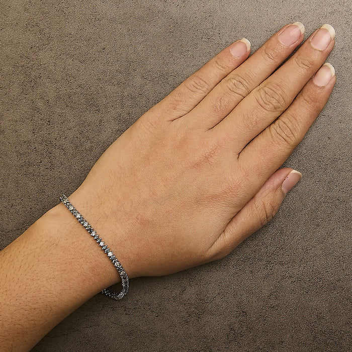 3.70 Ct. T.W. Round-Cut White and Blue Diamond Bracelet in 14K White Gold, photo 3
