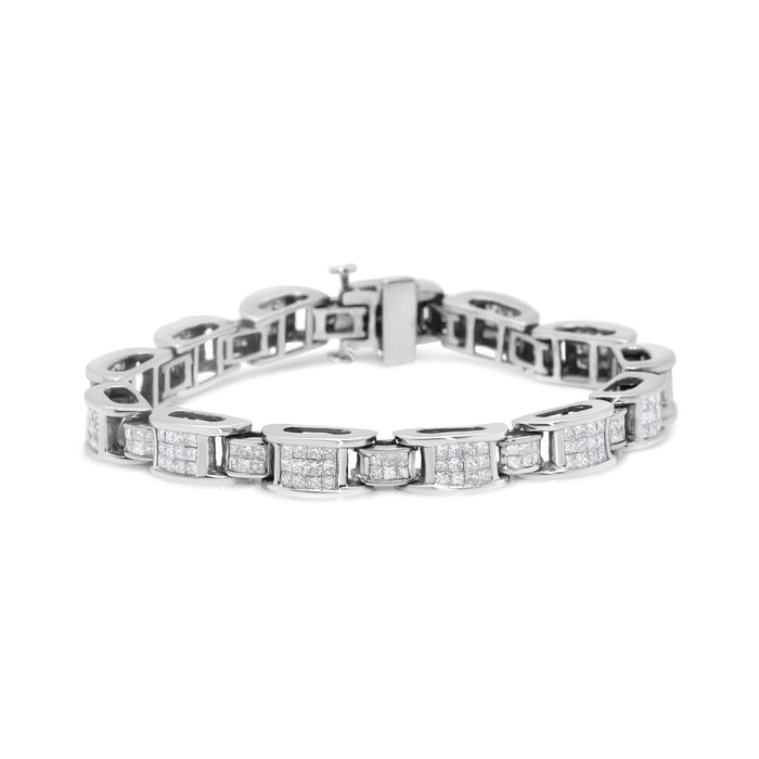 5 Ct. T.W. Princess-Cut Diamond Invisible-Set Alternating Size D Shaped Links Tennis Bracelet in 14K White Gold, photo 1